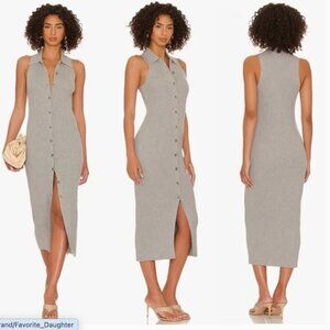 Favorite Daughter Size Medium Gray Sleeveless Button-Down sweater Dress